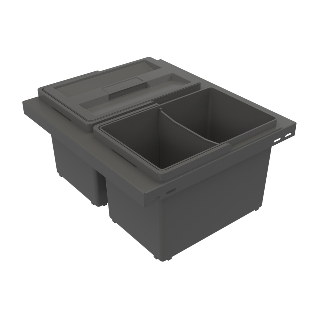 Källsorteringskärhållare Beslag Design Cube Basic Low 400 Mörkgrå