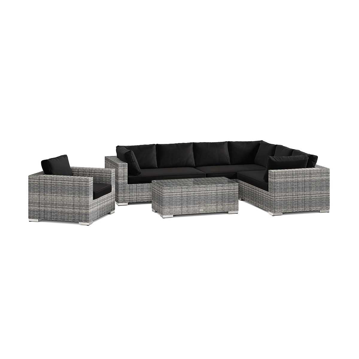 Loungegrupp Comfort Garden Bahamas utomhus L-soffa vänster 7-sits med fåtölj och bord