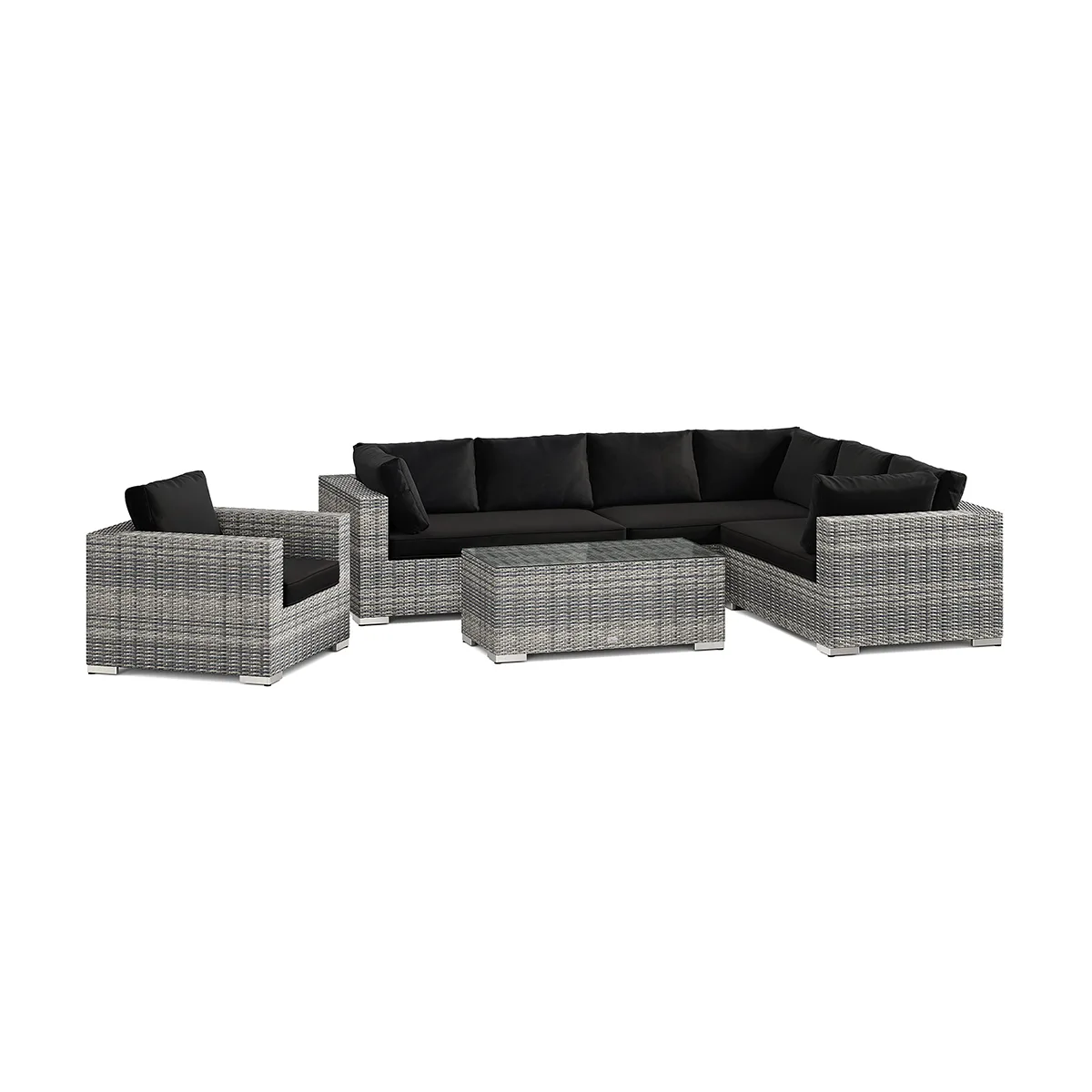 Loungegrupp Comfort Garden Bahamas utomhus L-soffa vänster 7-sits med fåtölj och bord