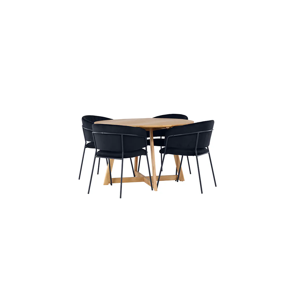 Matgrupp Venture Home Yakidon Ø120 cm med 4 st Selma stolar