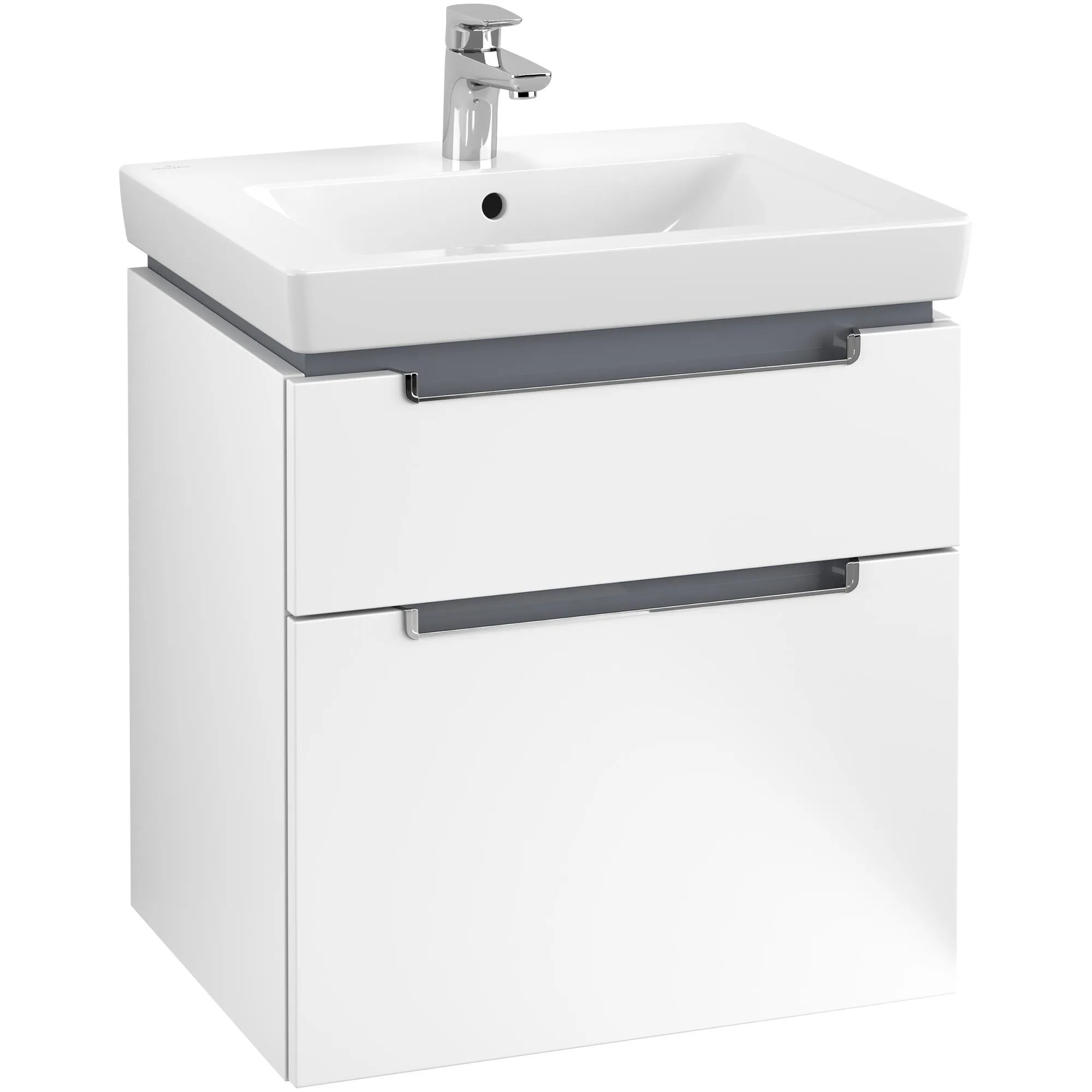 Tvättställsskåp Villeroy & Boch Subway 2.0 A90910MS Mattvit med Handtag i Blank Krom B: 587 mm
