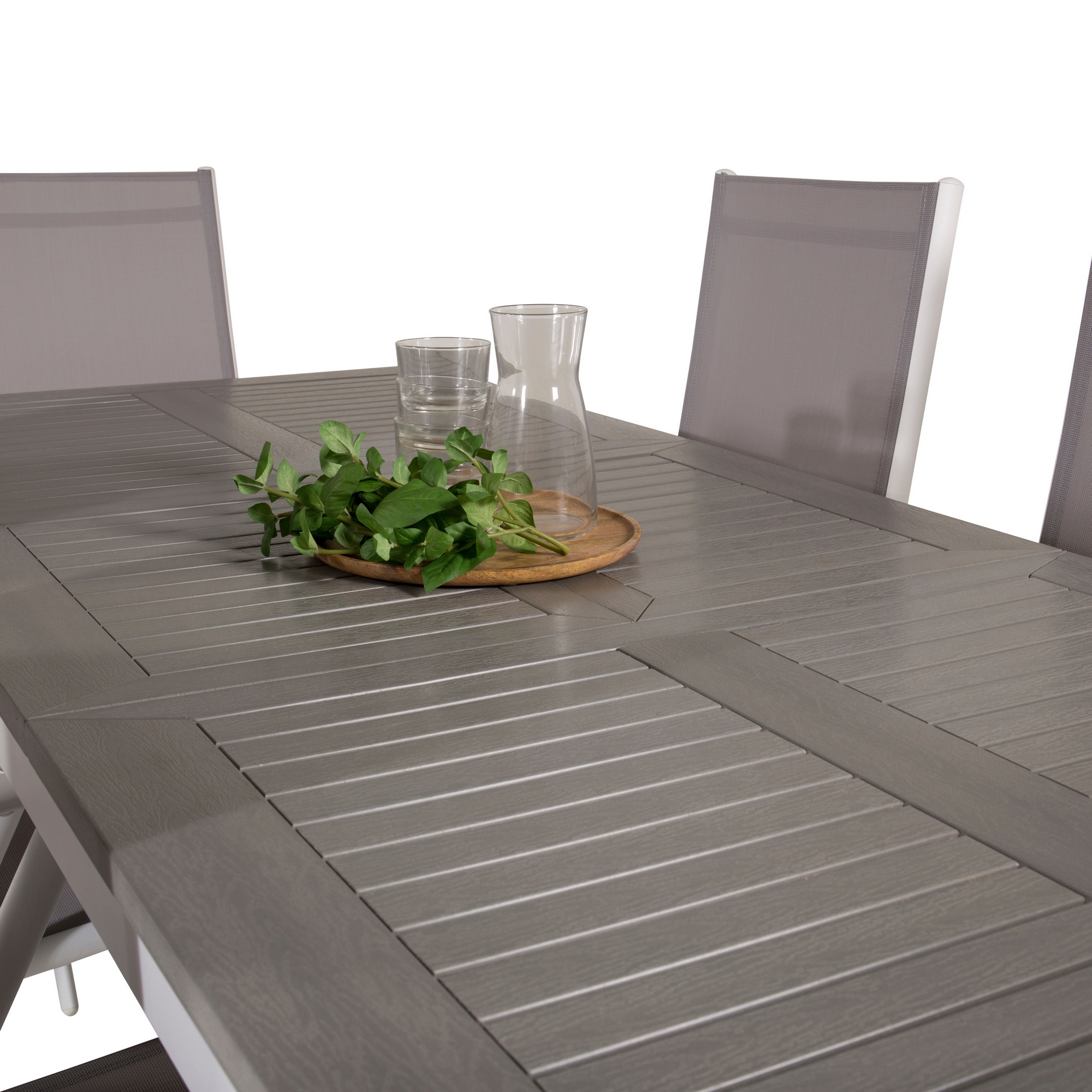 Albany Dining Table 152/210*90 - White Alu / Grey Aintwood+B Vit/Grå