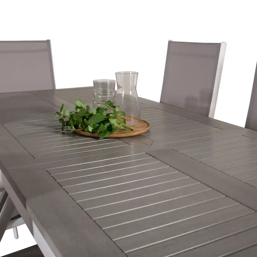 Albany Dining Table 152/210*90 - White Alu / Grey Aintwood+B Vit/Grå