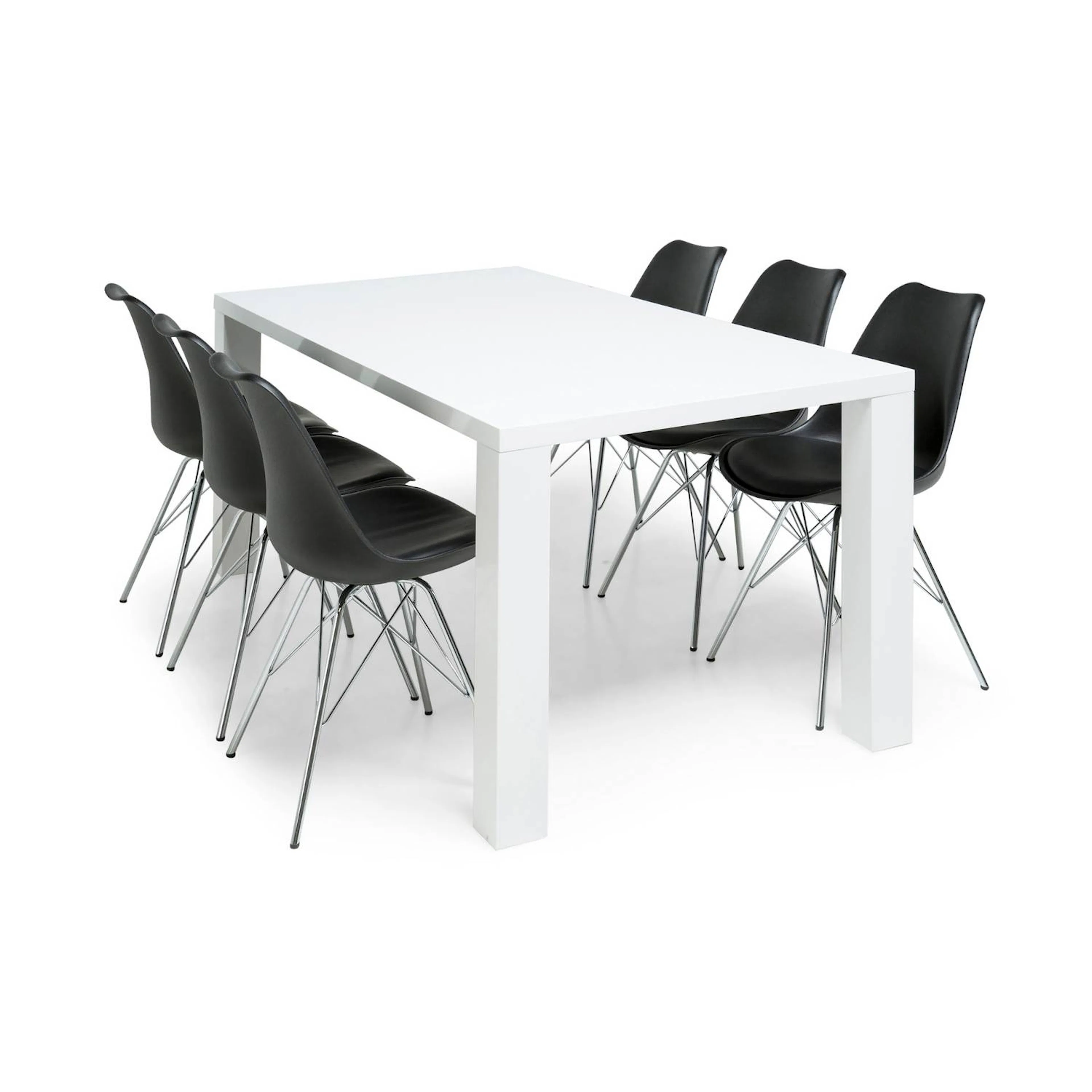 Matgrupp Concept 55 Cibus Matbord 180 cm med 6 Shell Matstol