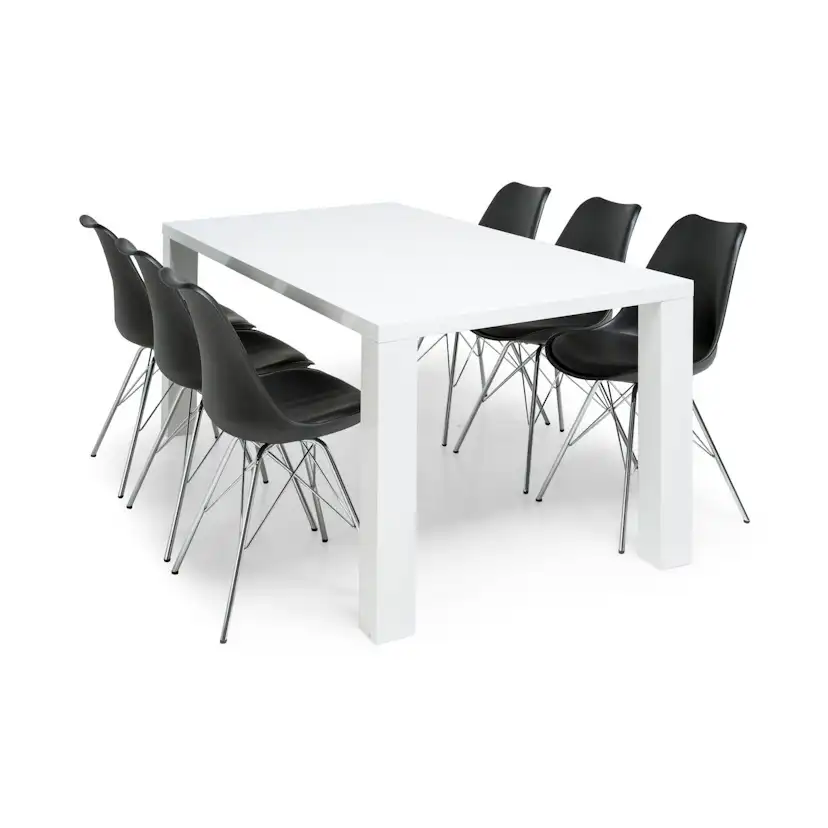 Matgrupp Concept 55 Cibus Matbord 180 cm med 6 Shell Matstol