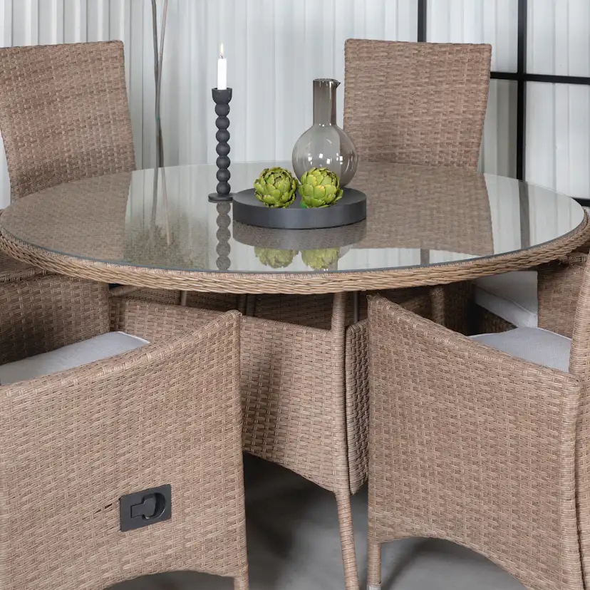 Matgrupp Venture Home Viken Rund med 6 Pade Stolar