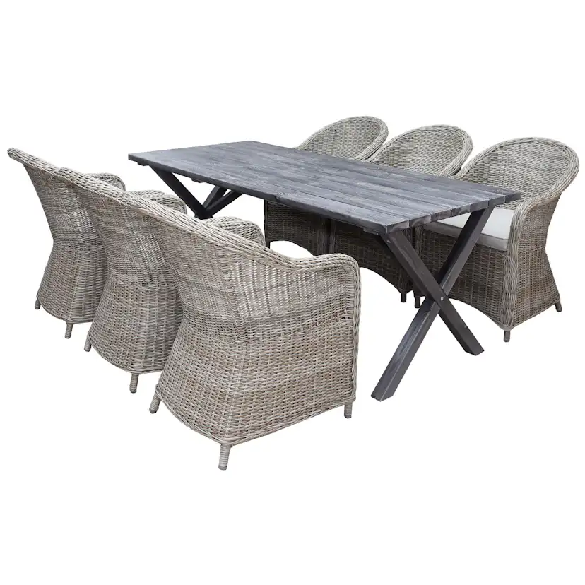 Matgrupp Utomhus Baltic Garden 190 cm bord & 6 Belize naturfärgade stolar