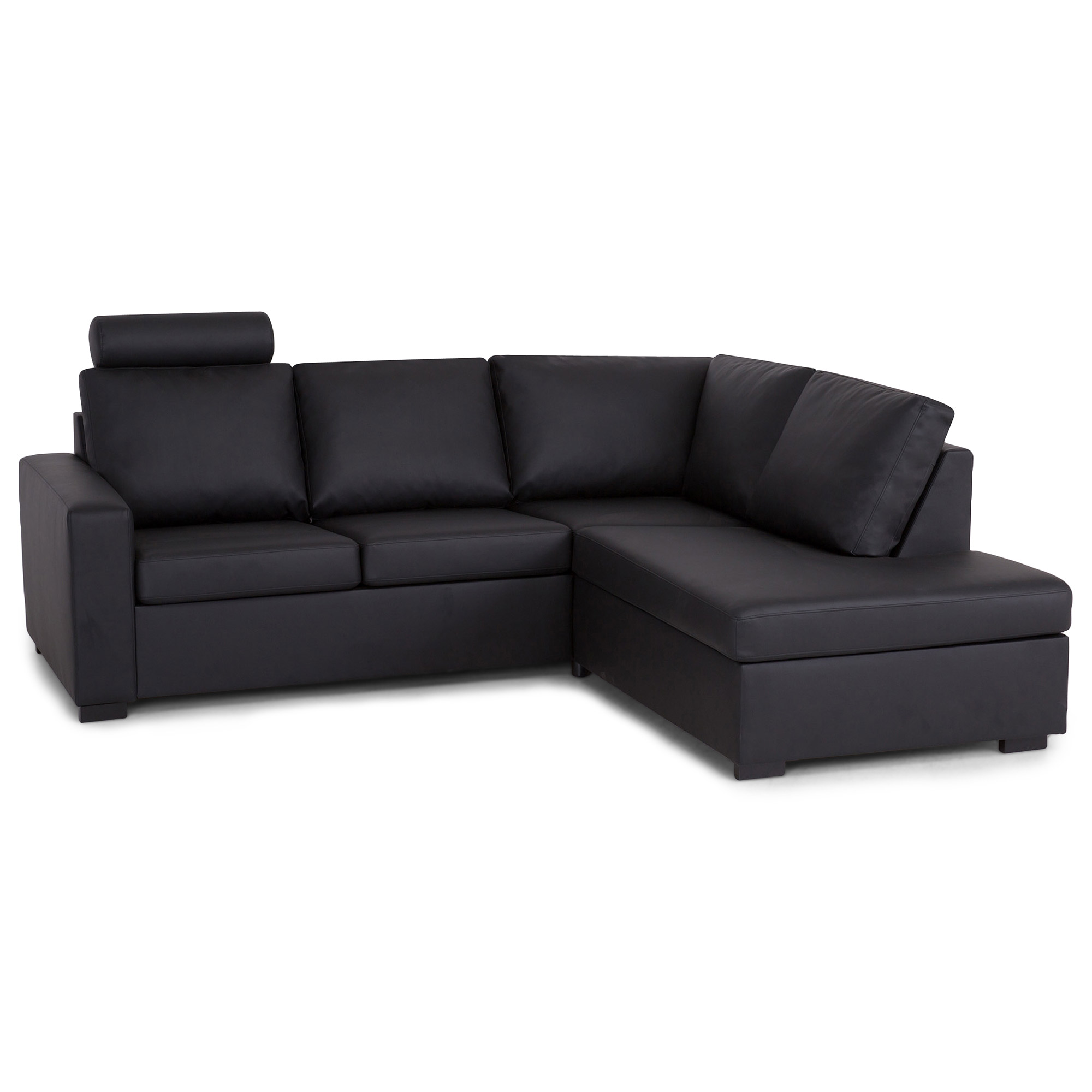 Crazy L-soffa 2-sits Höger Svart PU Svart Konstläder/Fyrkantiga Svarta Ben