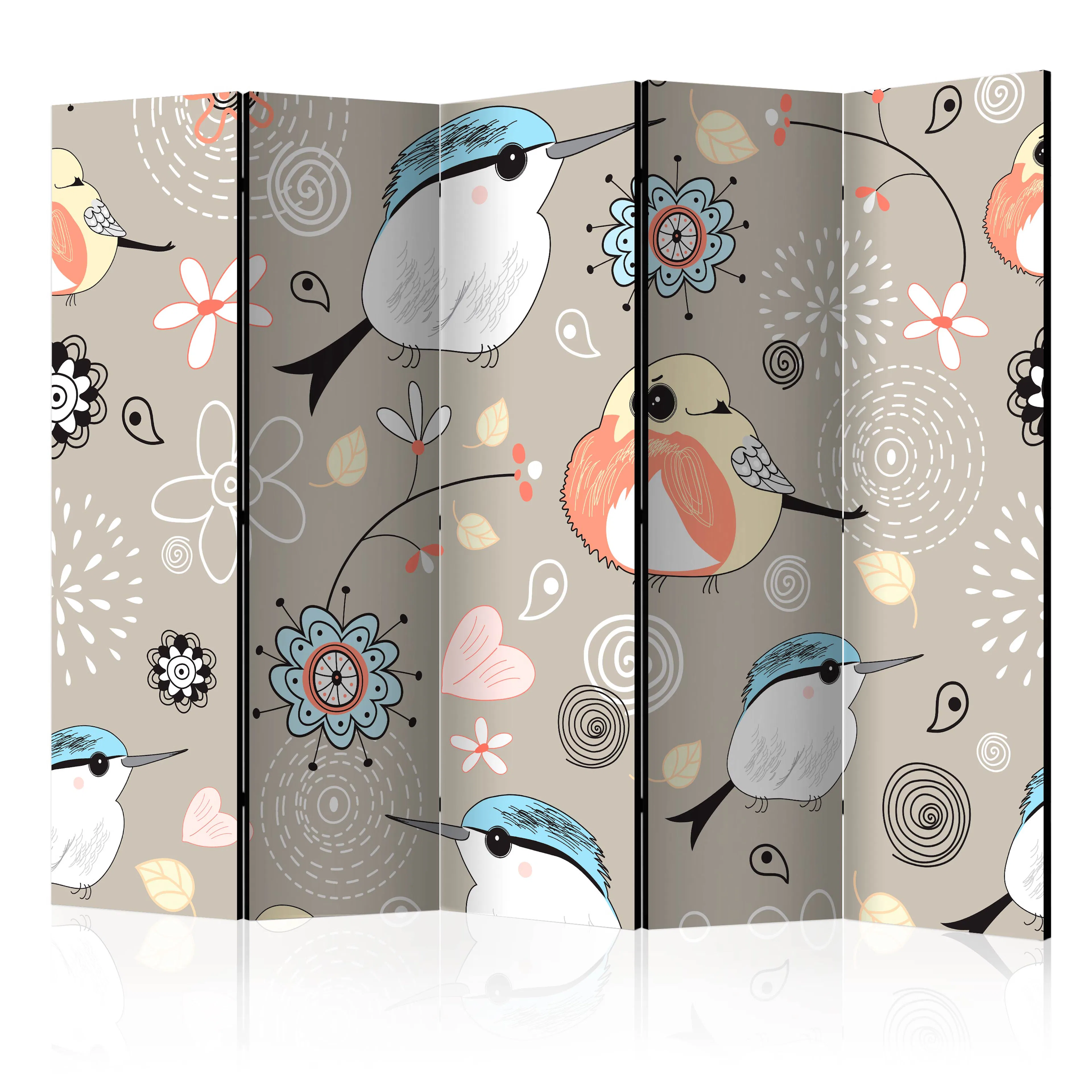 Rumsavdelare Skärmvägg Arkiio Natural Pattern with Birds II 225x172 cm