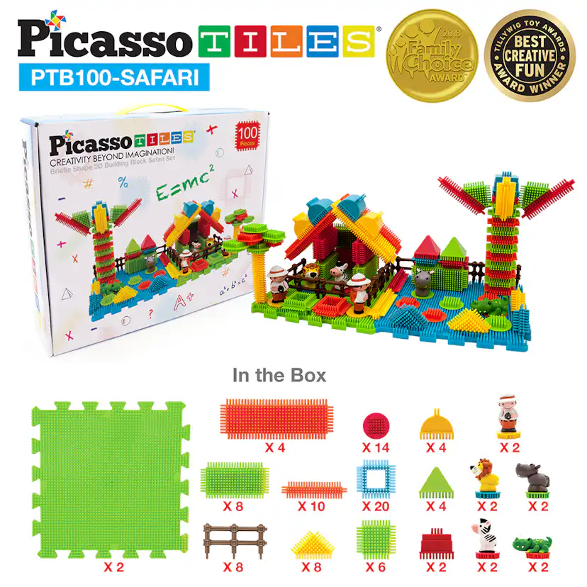 Byggbitar Picasso Tiles Bristle Blocks 100 Bitar Safari