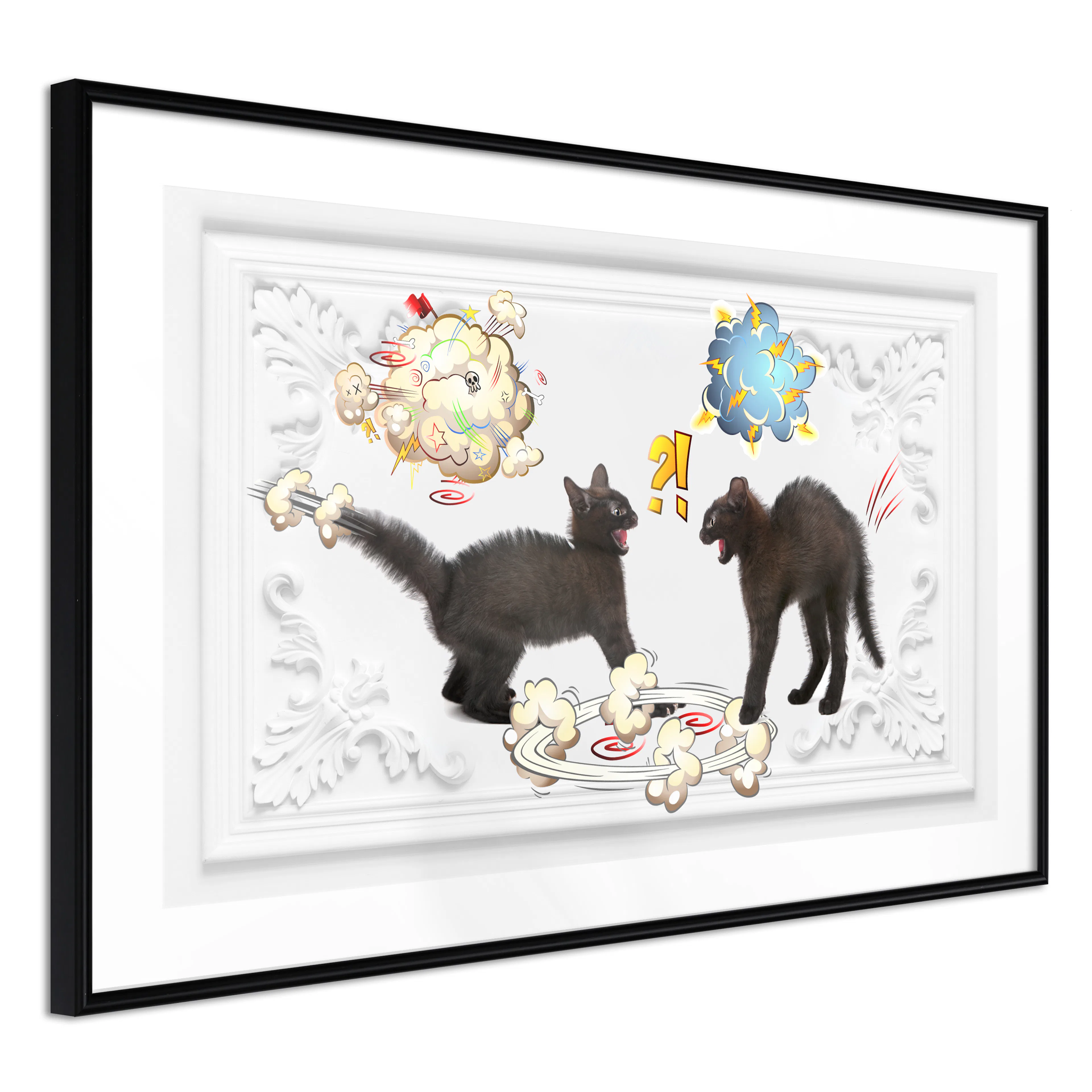 Affisch - Cat Quarrel [Poster] 30x20 Svart ram, 30x20 cm