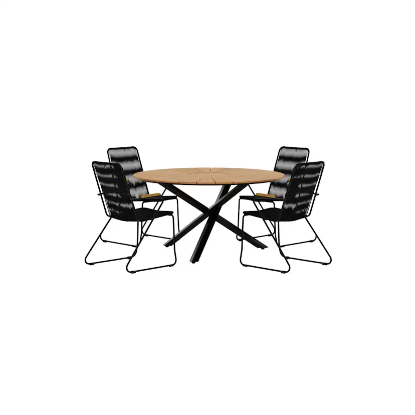 Matgrupp Utomhus Venture Home Mexico Ø140 cm med 4 st Bois Trädgårdsstolar