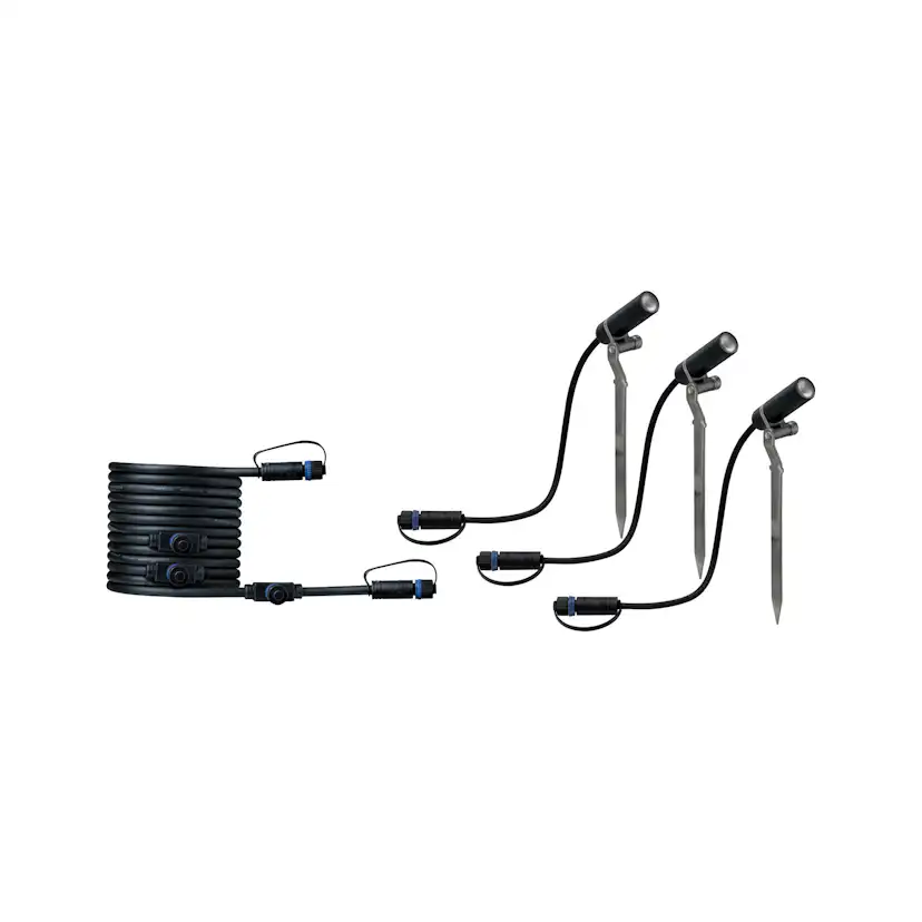 Spotlight Paulmann Plantini Plug & Shine LED IP65 24V Förlängningsset 3-pack med Kabel