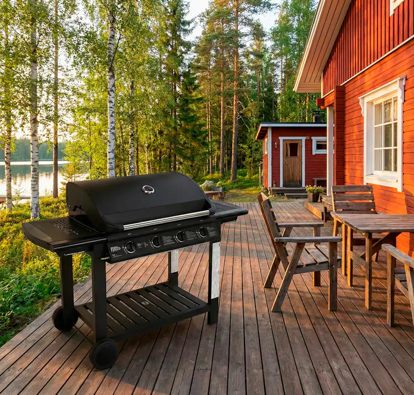 Gasolgrill Dose Barbeque 4 Brännare Med Trähylla
