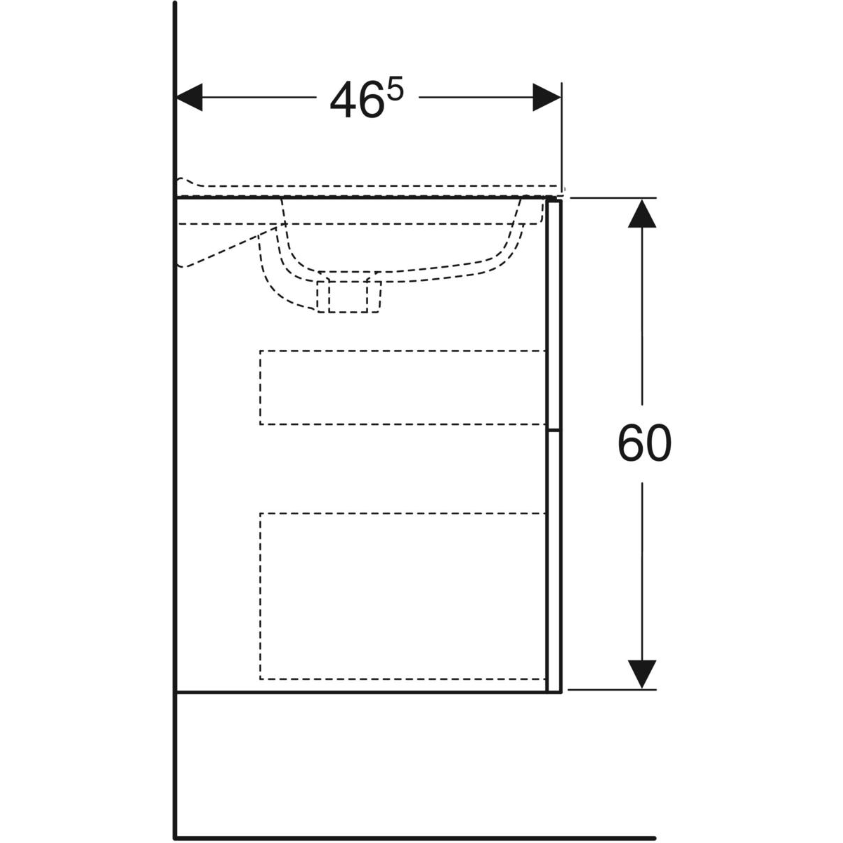 Ifö Elegant underskåp för möbeltvättställ, med två lådor: B= Vit, 900x600 mm
