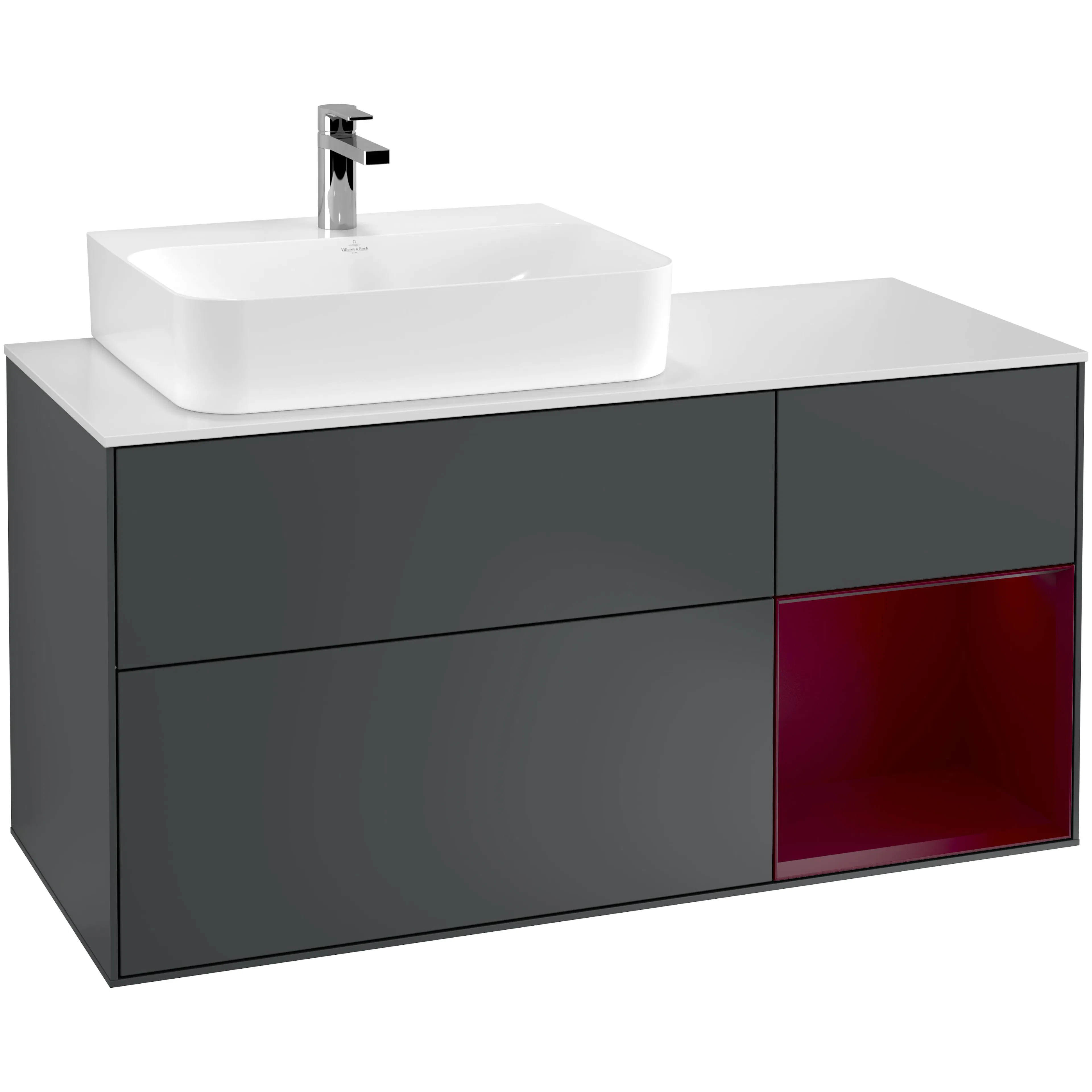 Tvättställsskåp Villeroy & Boch Finion med 3 Lådor Hylla och Bänkskiva för Ocentrerat Tvättställ