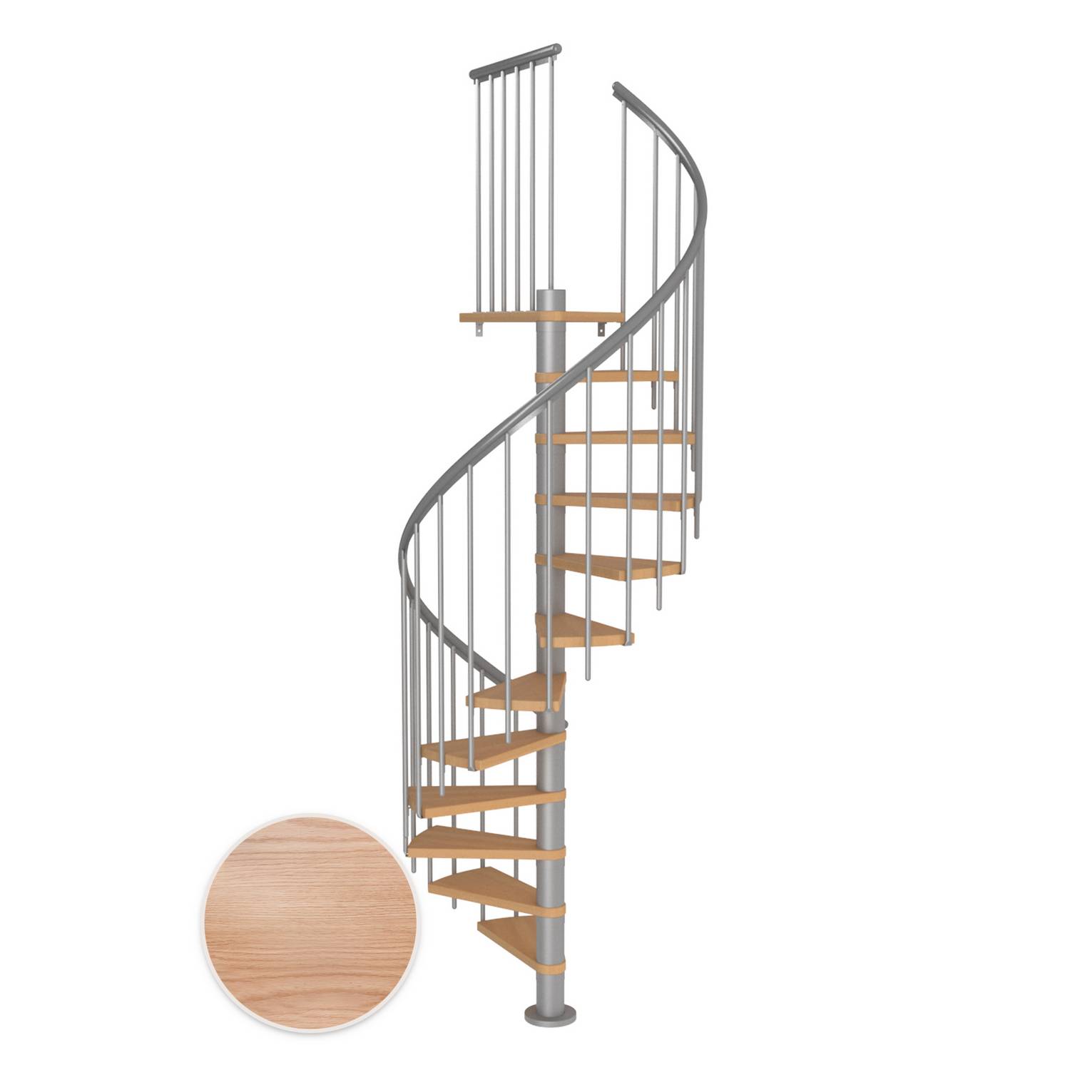MONTREAL ek multiplex pearl grey CLASSIC3 11T Ø120 Pearl Grey, D: 1200 mm, Golv till golv höjd: 2460-2820 mm, 11+1 steg