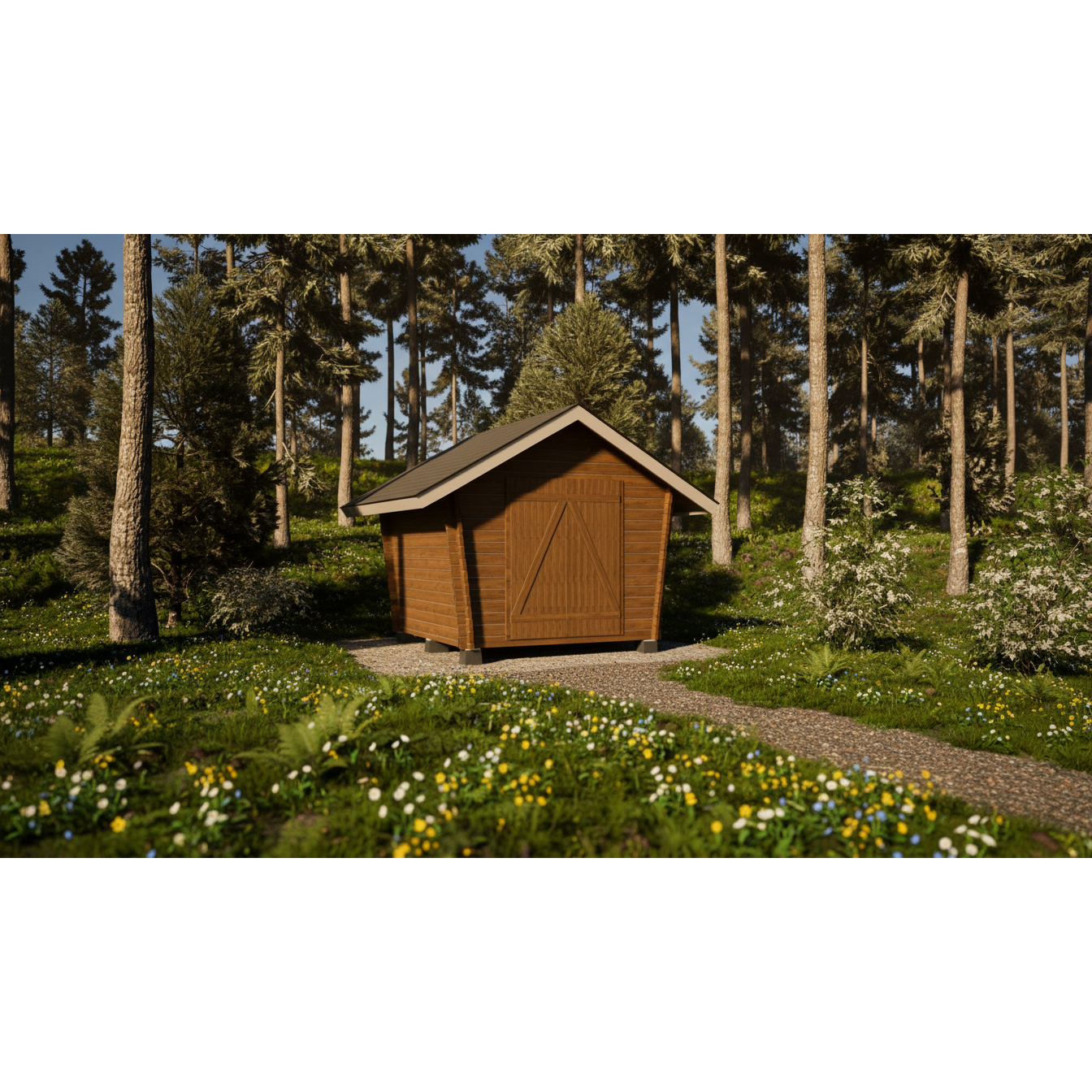 Timmerförråd LP Garden U-S (6m²) Lutande Tät Vägg