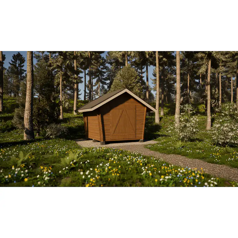 Timmerförråd LP Garden U-S (6m²) Lutande Tät Vägg
