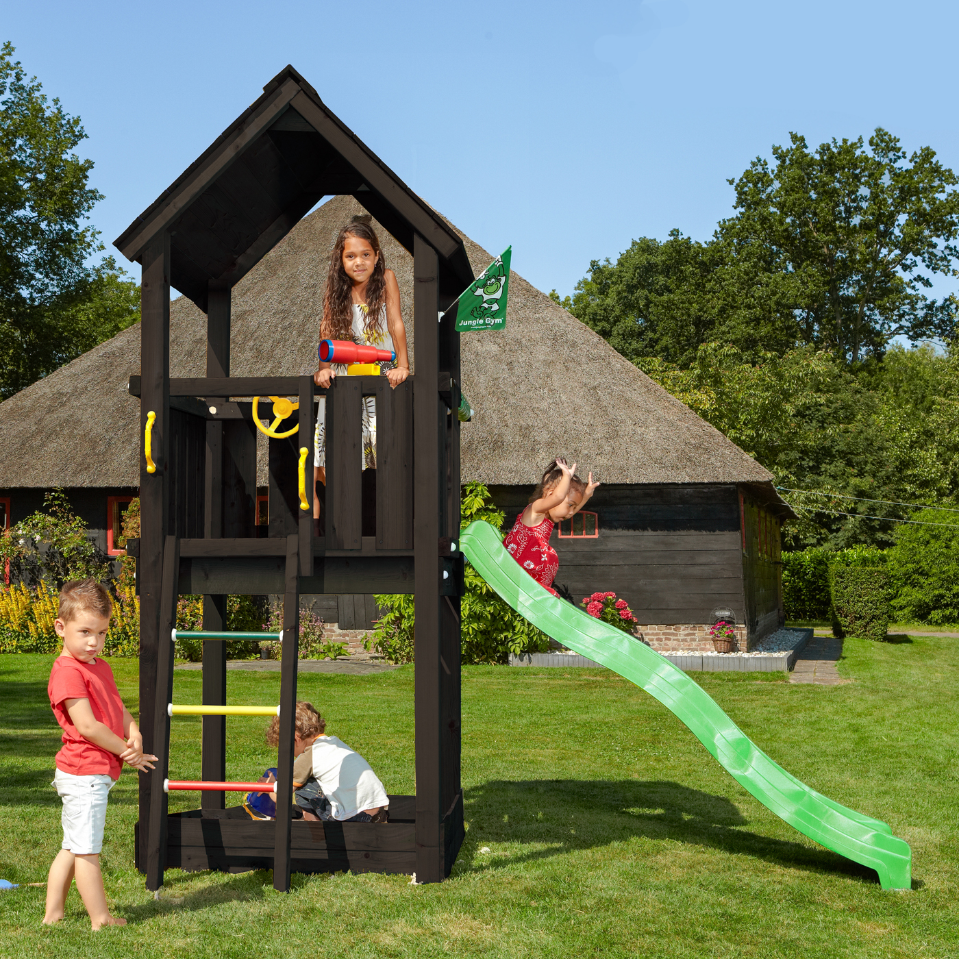 Lektorn Jungle Gym Club inkl. rutschkana, grundmålat svart