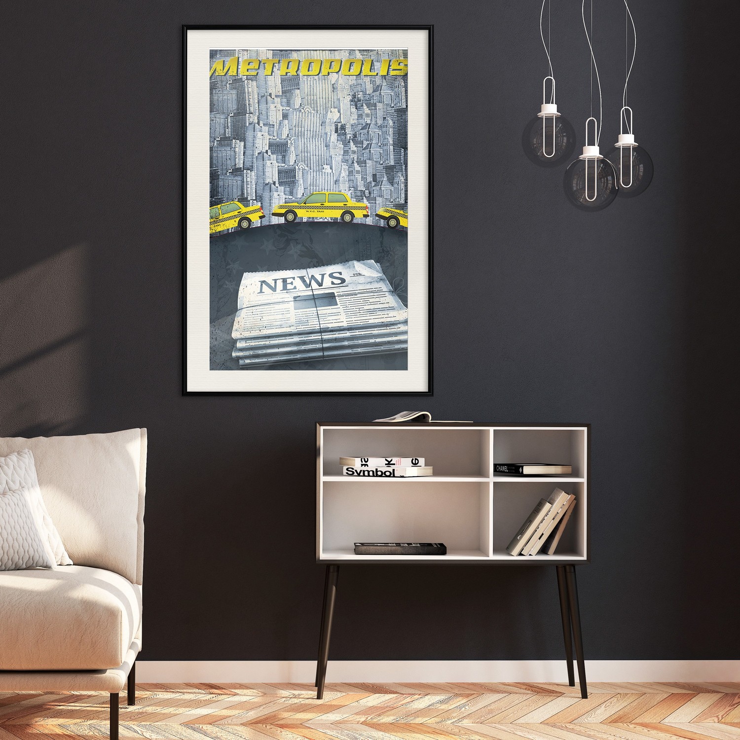 Affisch - Metropolis [Poster] 20x30 Svart ram med passepartout, 20x30 cm