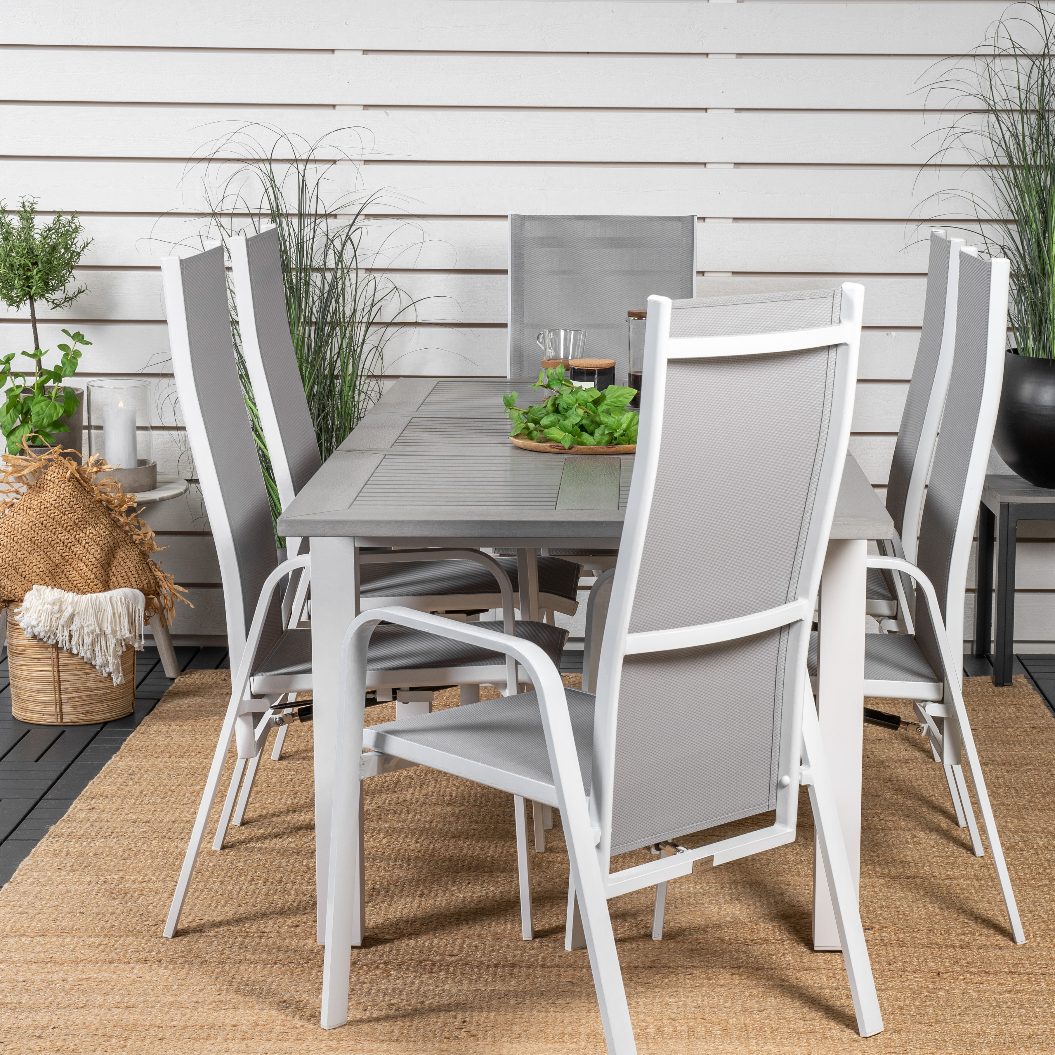 Matgrupp Venture Home Aleyna 160/240 med 6 Copacabana Matstolar