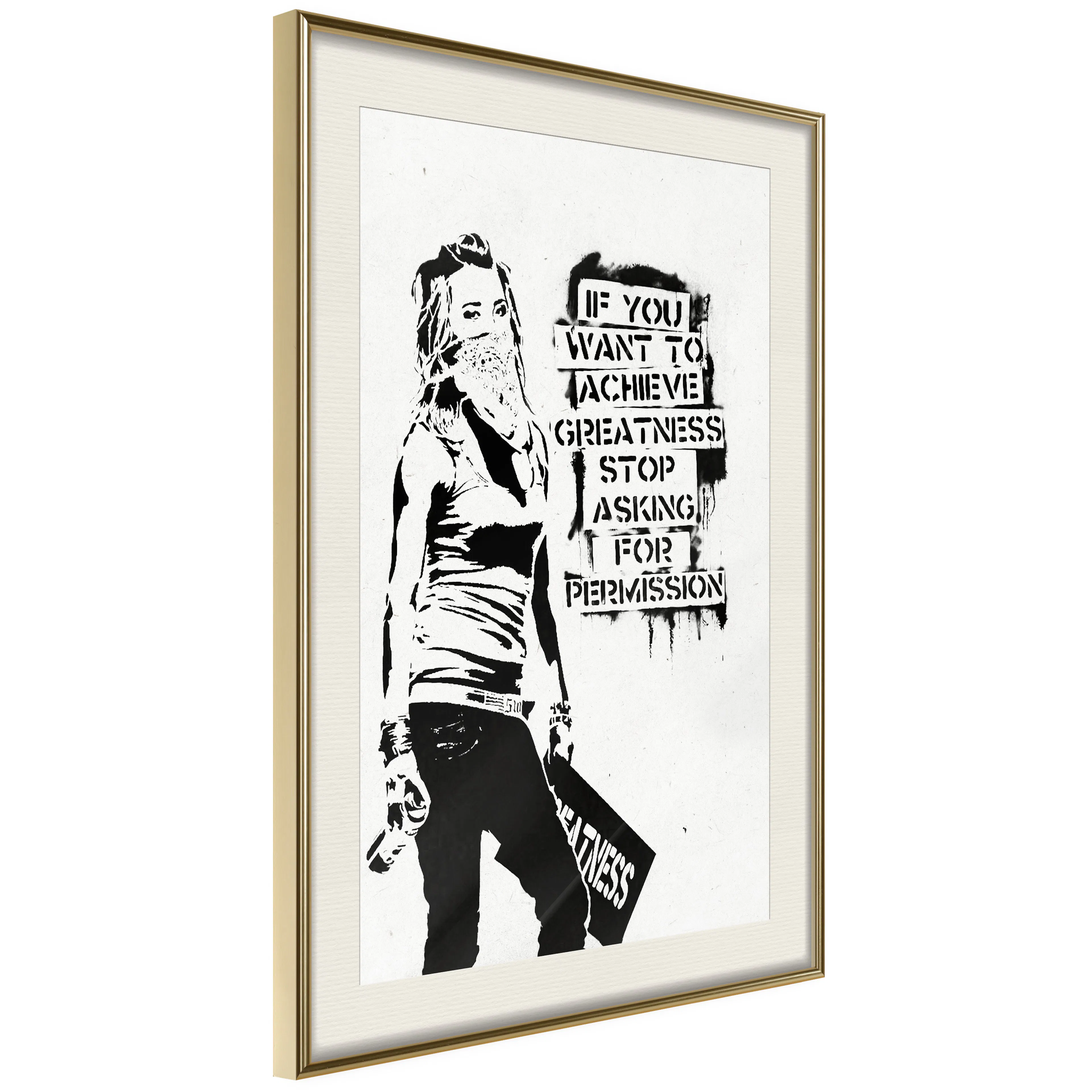 Affisch - Girl with Graffiti [Poster] 30x45 Guld ram med passepartout, 30x45 cm