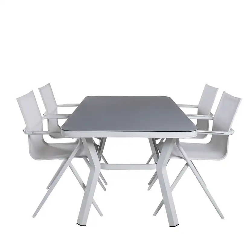 Matgrupp Venture Home Vyn Vit med 4 Anve Matstolar