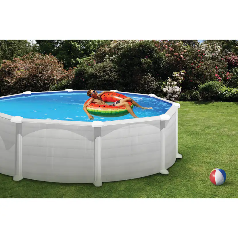 Basic Pool Rund Ø550 x 132 cm, Vit Ø550 cm, Djup: 132 cm, Färg: Vit