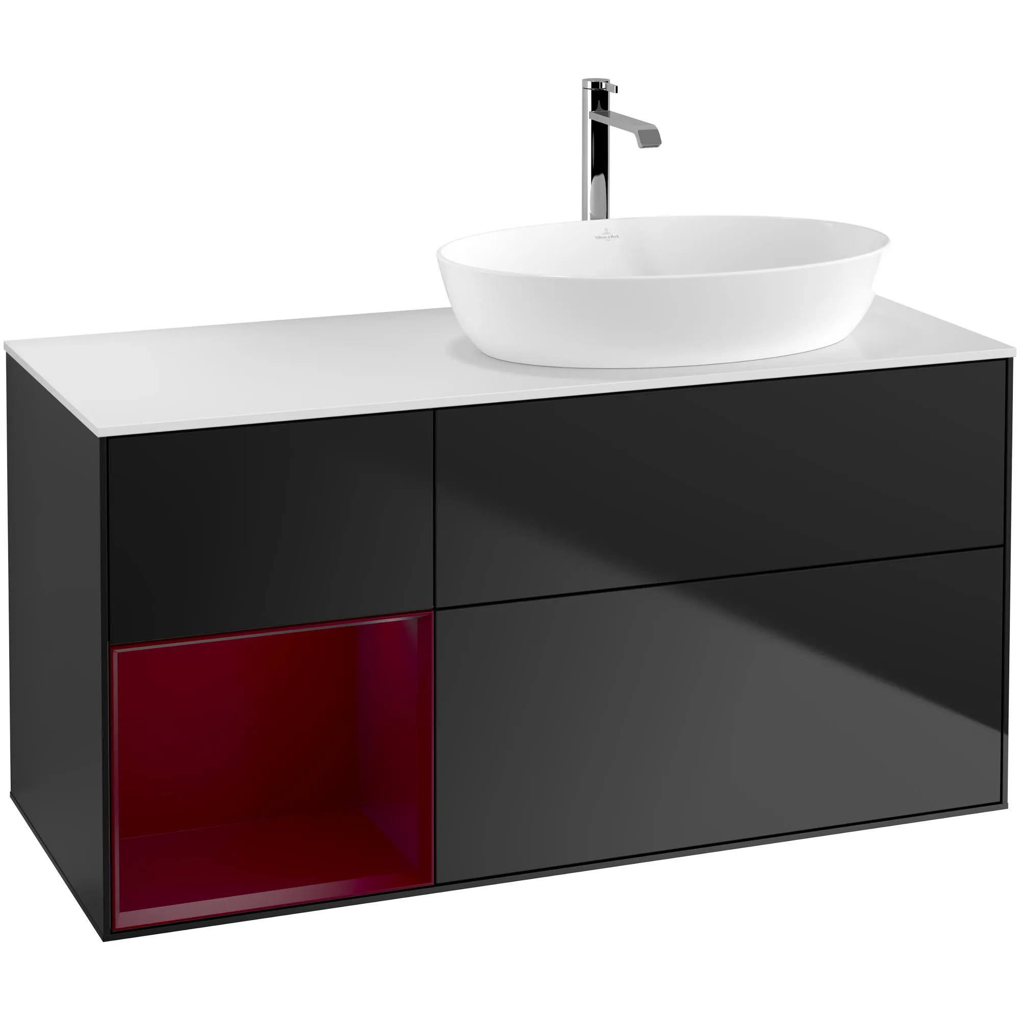 Tvättställsskåp Villeroy & Boch Finion med 3 Lådor Hylla och Bänkskiva för Ocentrerat Tvättställ från Artis & Collaro