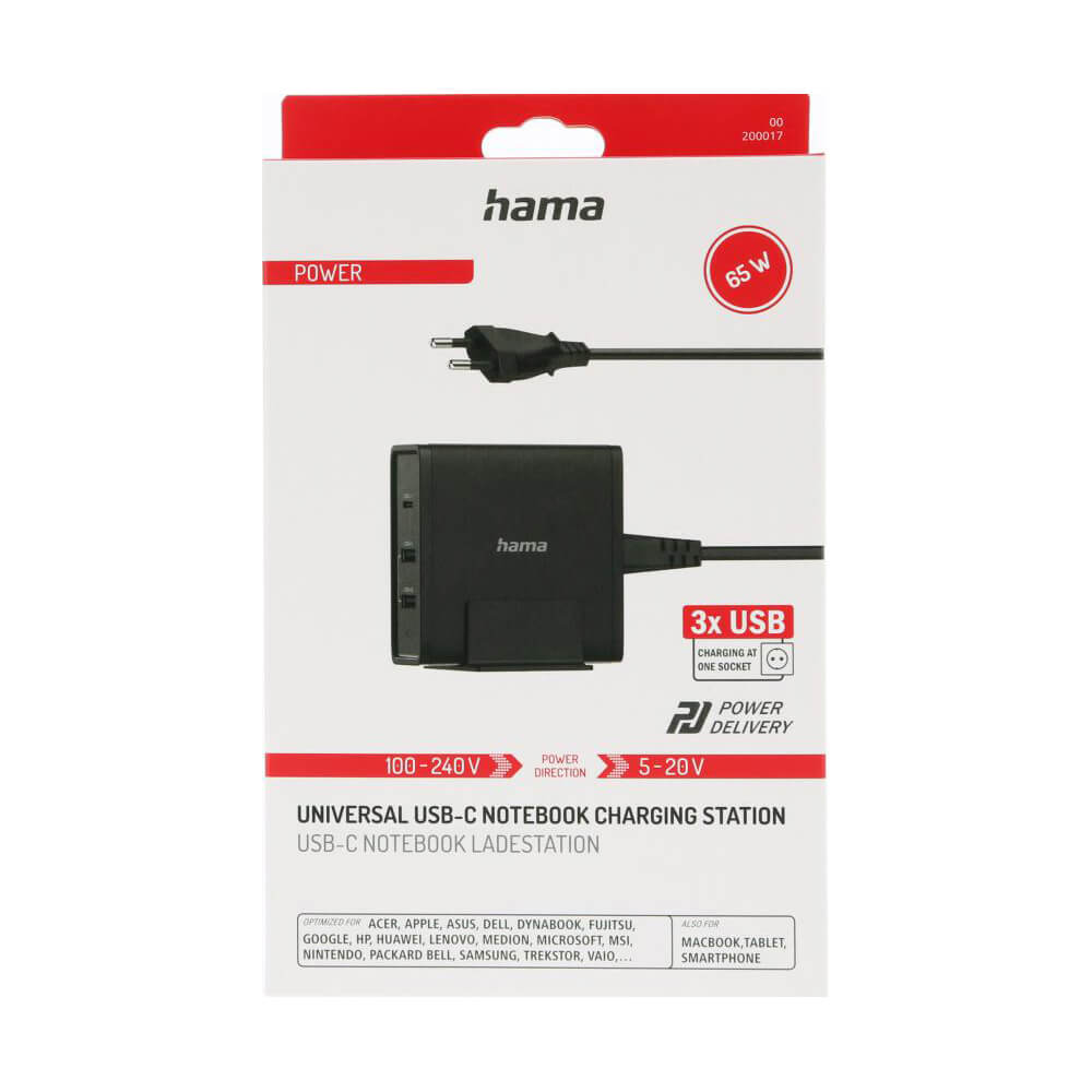 Laddstation Hama USB 3 Ports PD 5-20V/65W