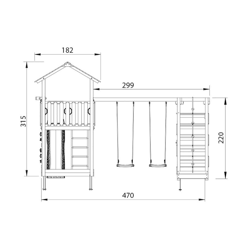 Jungle Gym Chalet 2.1 lektorn komplett inkl. Climb Modul X't Blå