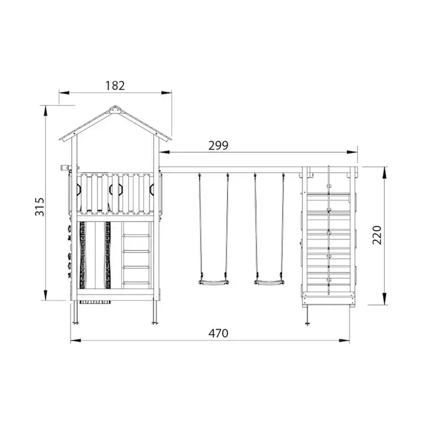 Jungle Gym Chalet 2.1 lektorn komplett inkl. Climb Modul X't Blå