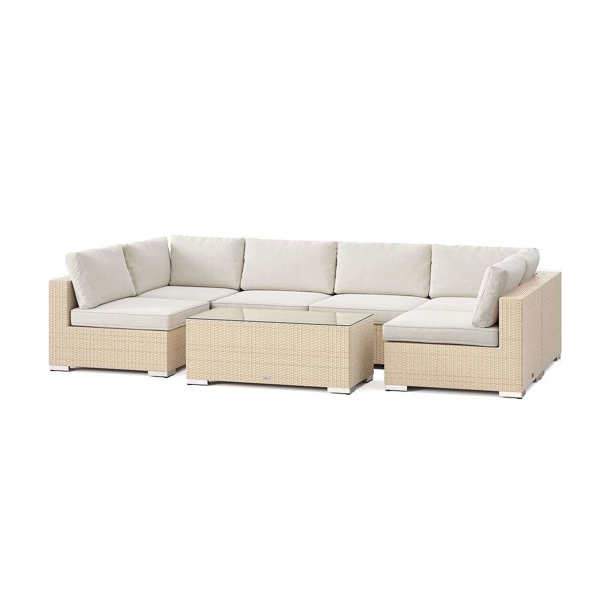 Loungegrupp Comfort Garden Bahamas U-formad utomhus loungegrupp med öppet avslut, 6-sits med bord