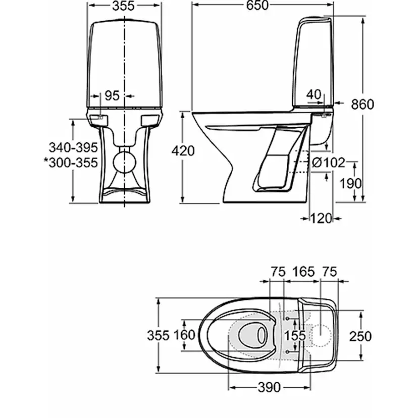 Toalettstol Ifö Spira 6262 Rimfree