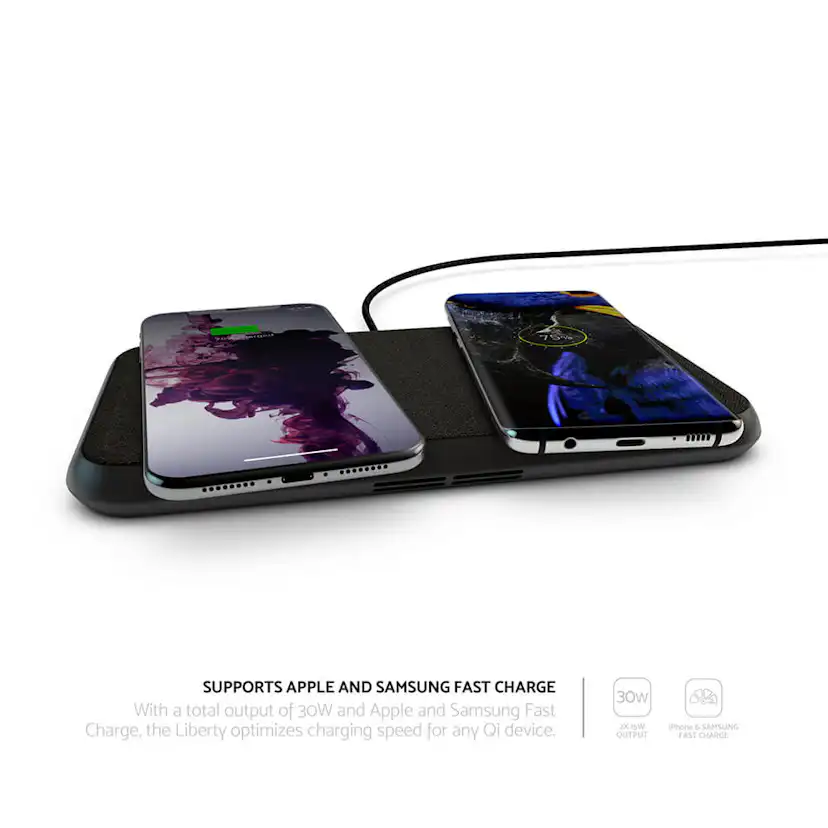 Trådlös Laddare Zens Dual QI Liberty 16 coils 2x15W till Apple & Samsung QC