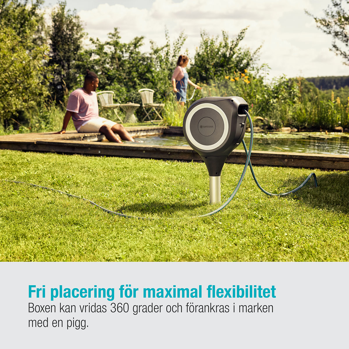 Slangbox Gardena Altan RollUp M 20m Vit