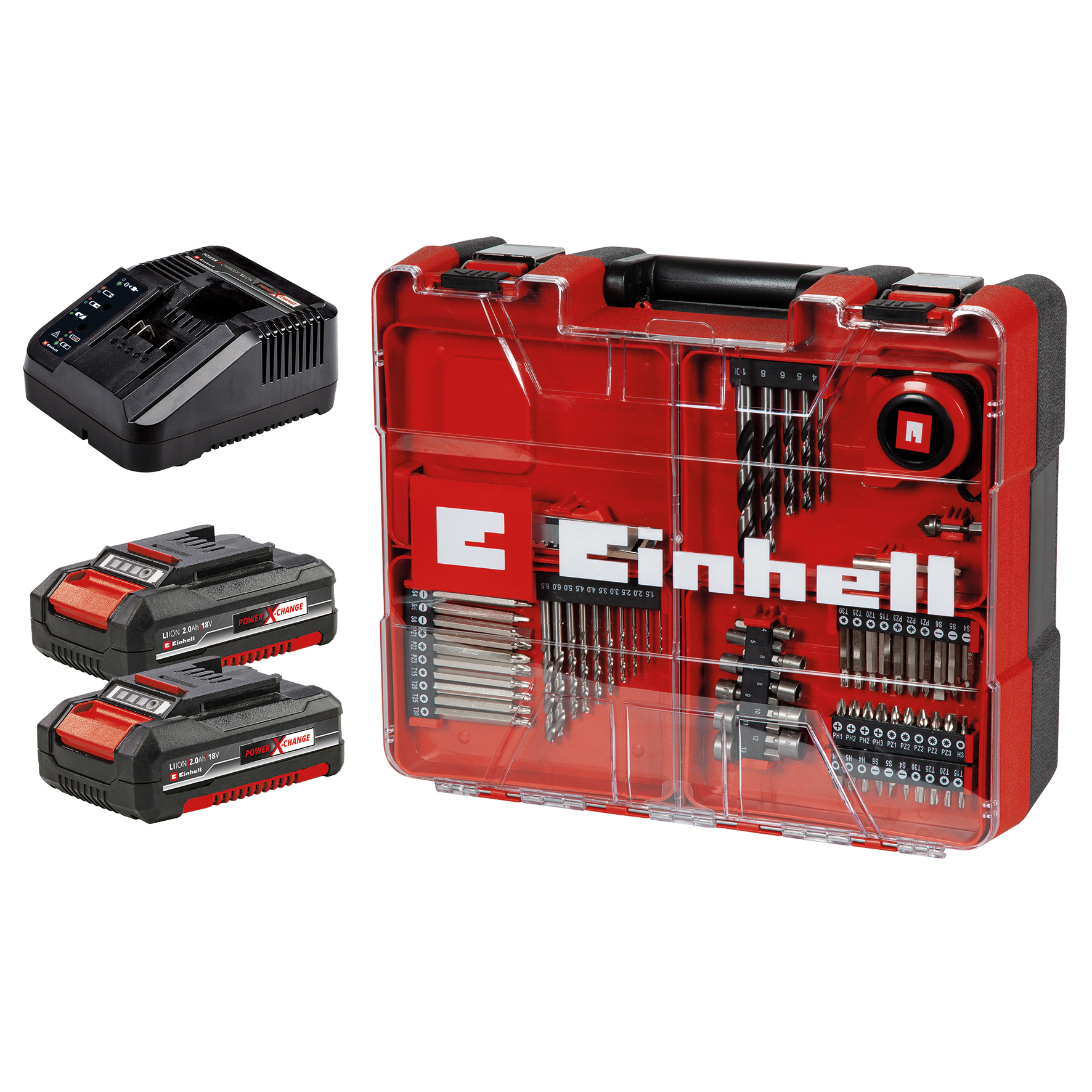 Borrmaskinskit Einhell TE-CD 18/40 Li +69 Sladdlös KIT med 2x2,0 Ah Batterier