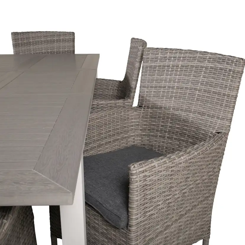 Albany Dining Table 152/210*90 - White Alu / Grey Aintwood+M Grå