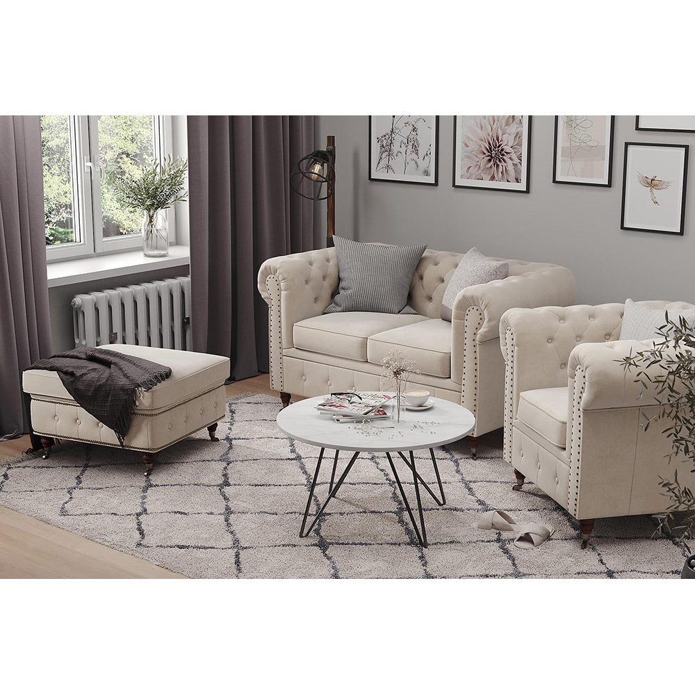 Fotpall Manor House Chesterfield Deluxe Sammet