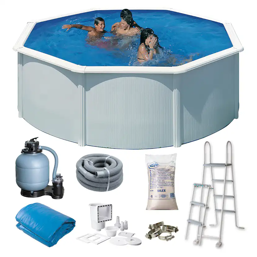 Basic Pool Rund Ø350 x 132 cm, Vit Ø350 cm, Djup: 132 cm, Färg: Vit