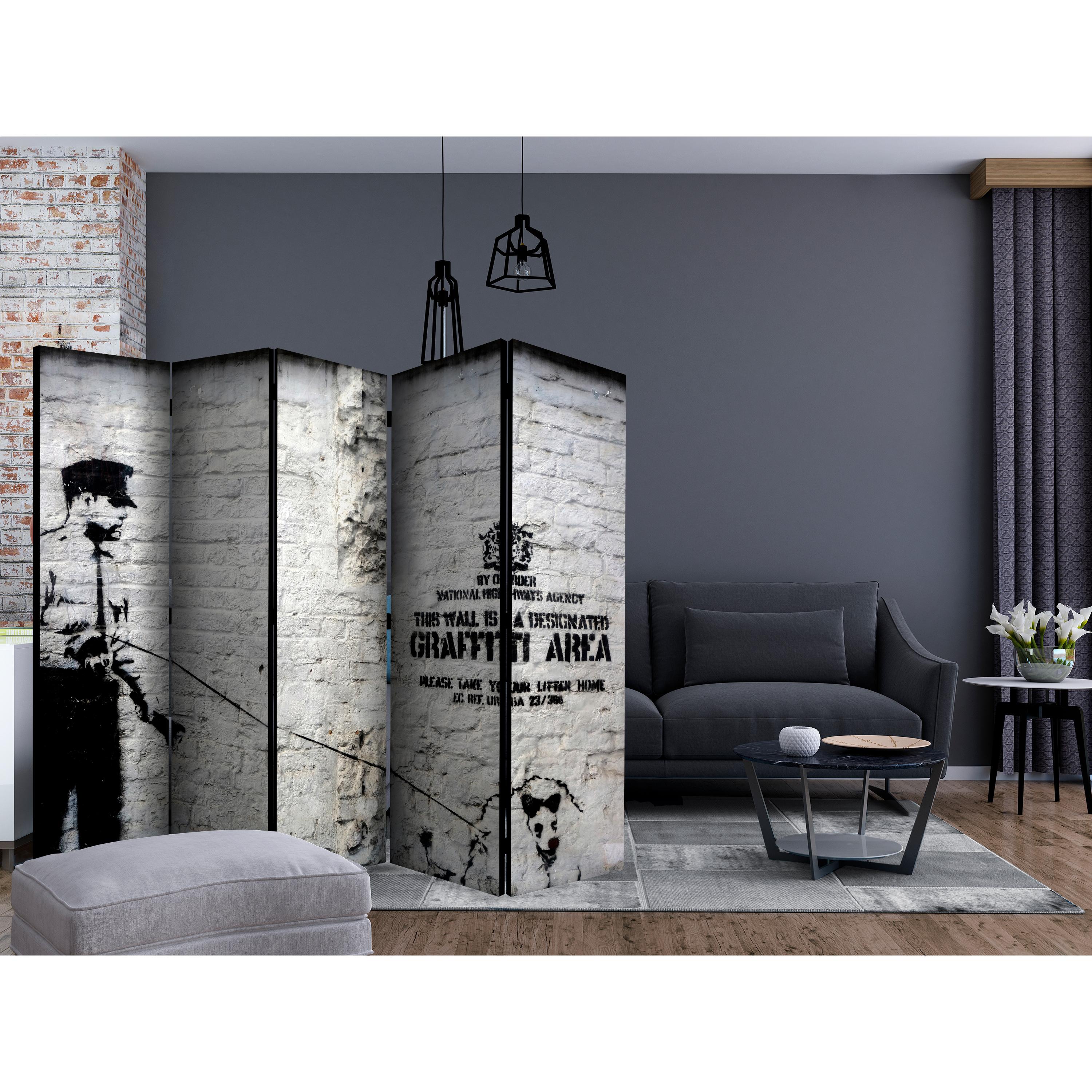 Rumsavdelare Skärmvägg Arkiio Banksy Graffiti Area II 225x172 cm