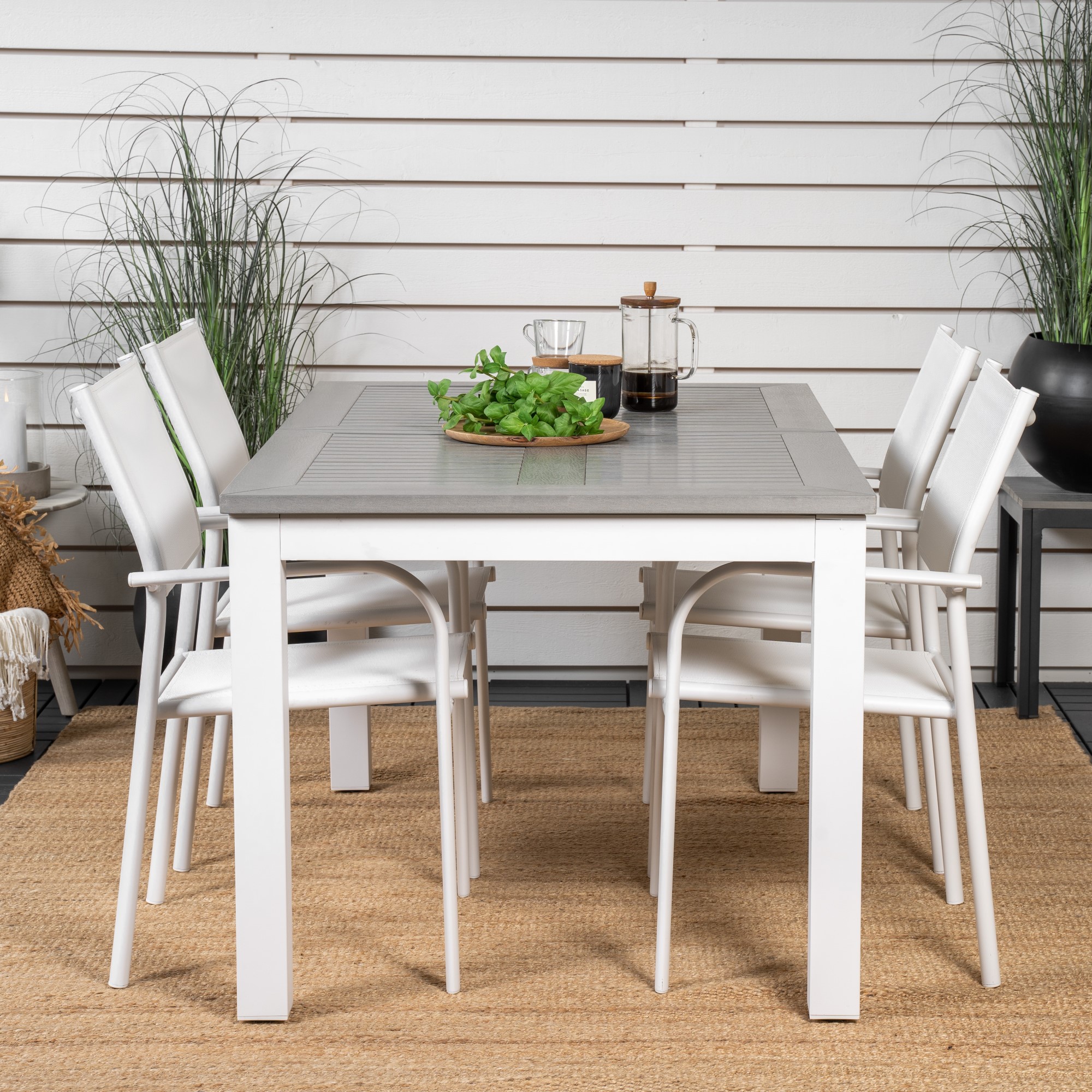 Albany Dining Table 152/210*90 - White Alu / Grey Aintwood+S Vit/Grå