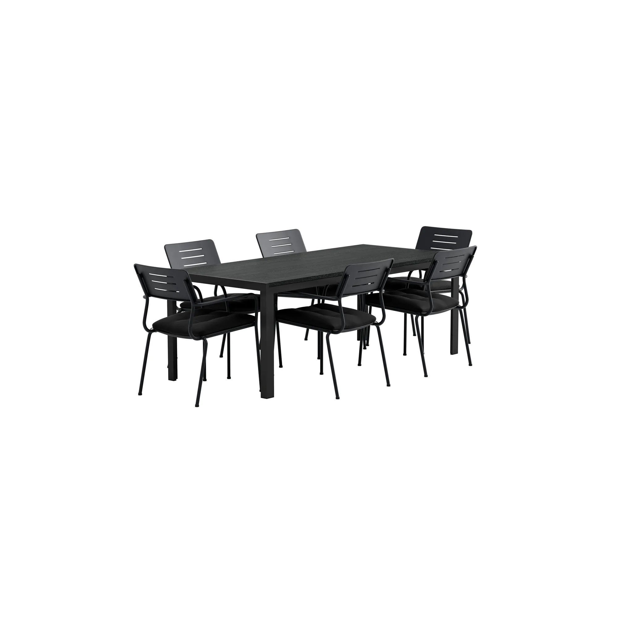 Mirko Table - Black with 6 Nicke Chair - Black Färg: Svart