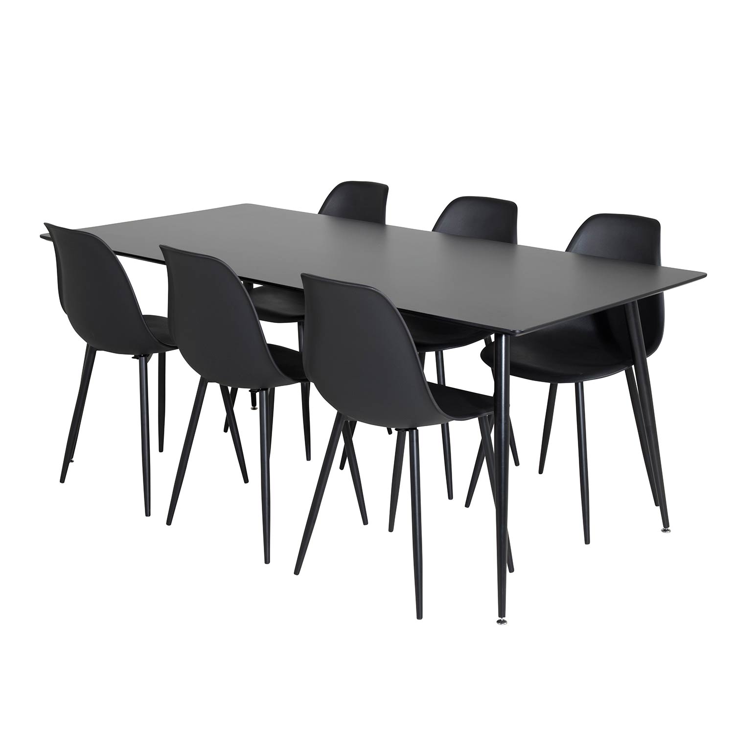 Silar Table - 180 cm-Black Melamine+Polar  Chair-Black _6 Svart