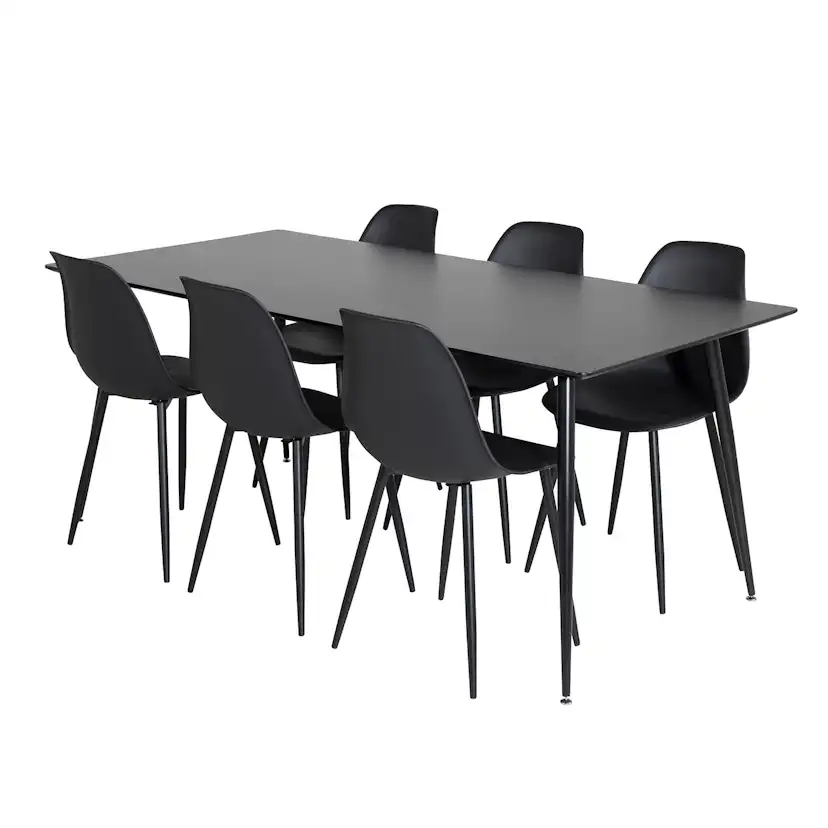 Silar Table - 180 cm-Black Melamine+Polar Chair-Black _6 Svart