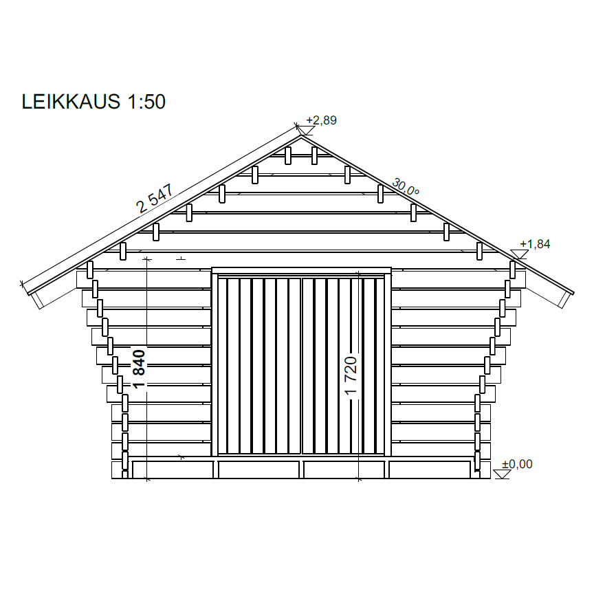 Timmerlada LP Garden Kymppi med spaltvägg 10 m²