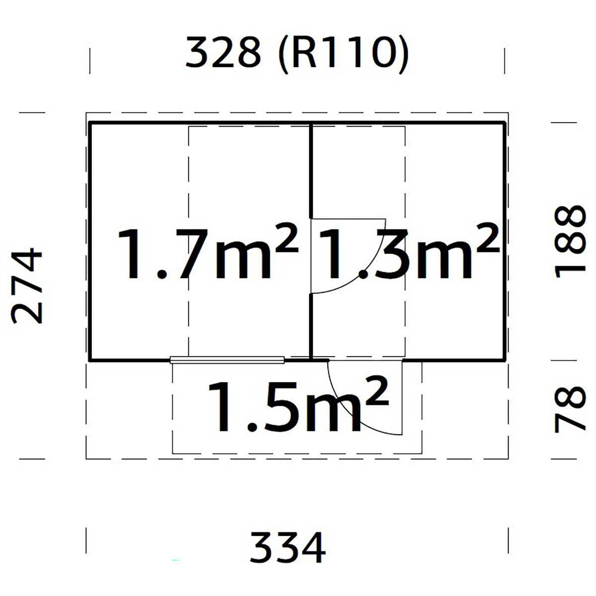 Bastutunna Palmako Anette Byggsats med Altan & Obehandlat Trä