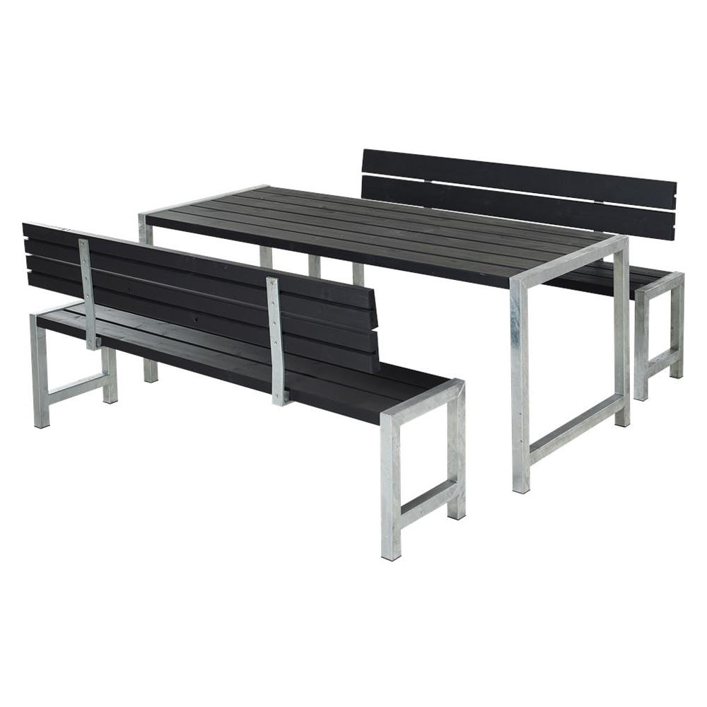 Plankesæt med bord+2 bænke+2 ryglæn Ryggstöd på båda bänkarna