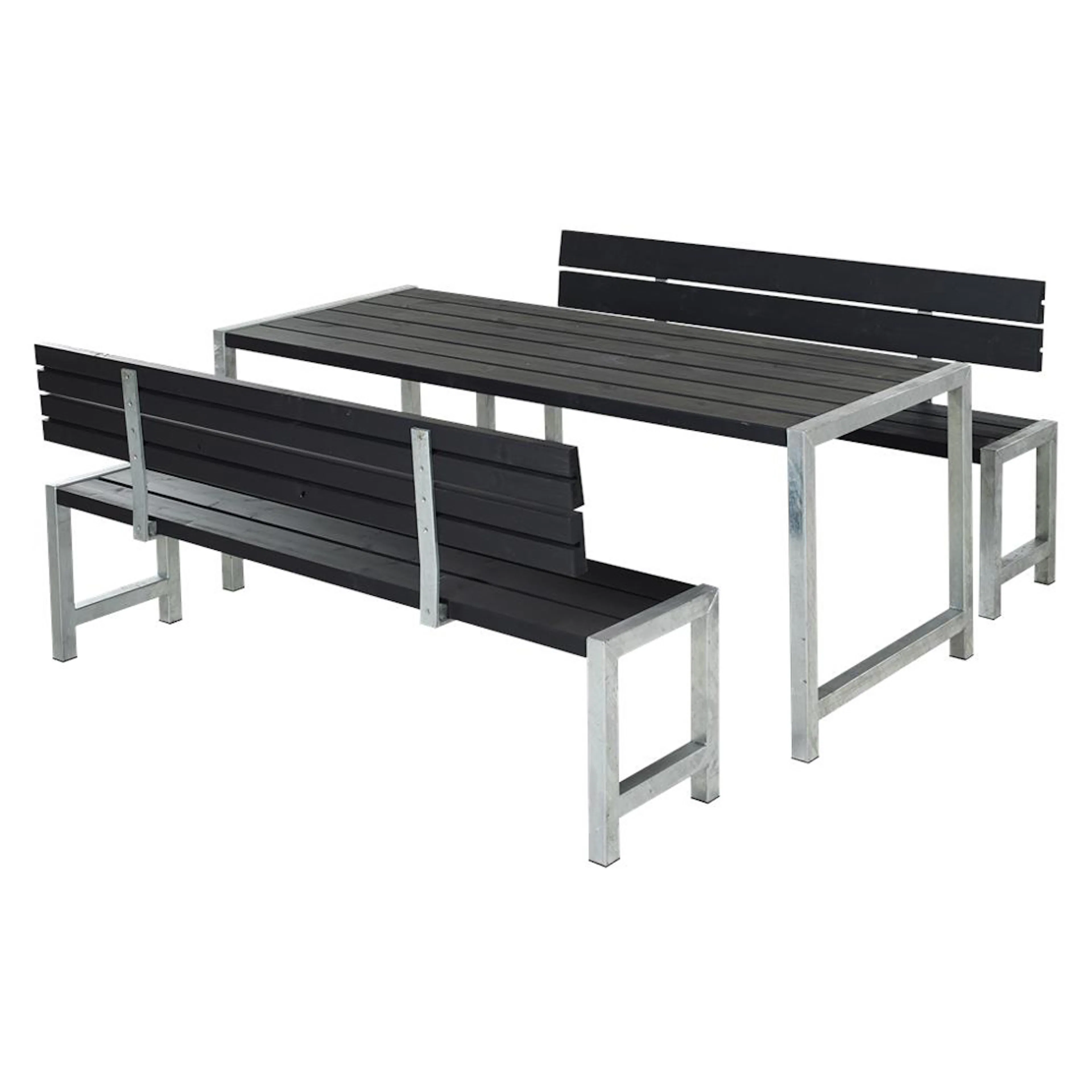 Plankesæt med bord+2 bænke+2 ryglæn Ryggstöd på båda bänkarna